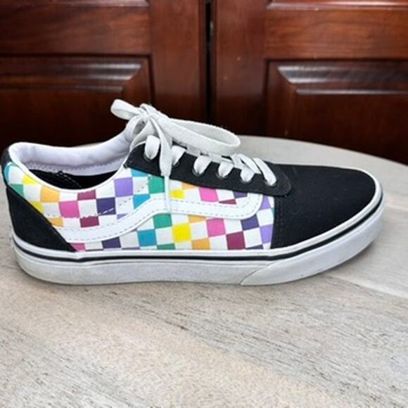 Vans Old Skool Checkerboard Kids Shoes Size 3.5 Black Multicolor Low 500714 - Picture 9 of 12